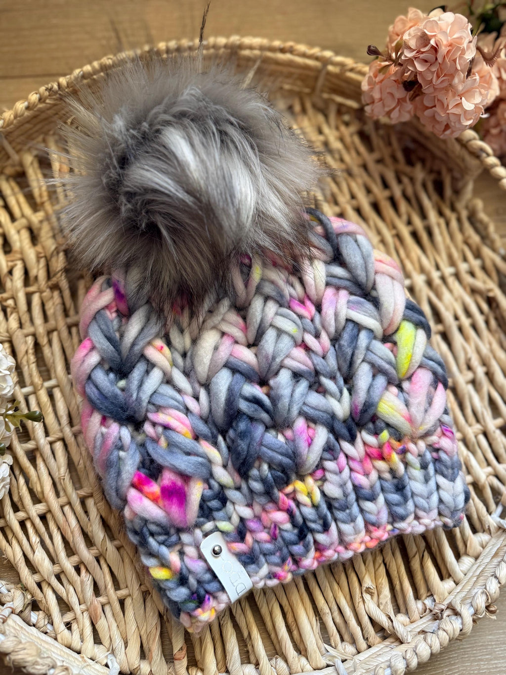 Neon smoke Suspire beanie multi color Knit luxury beanie, adult beanie, hat, winter toque, merino wool, adult medium for her, handmade, gift