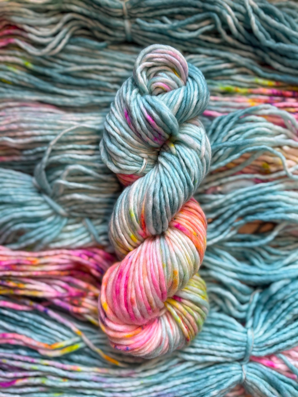 April showers bulky hand dyed bulky merino wool, 109 yard, 5 weight, semi solid, multicolor, indie dye, superwash