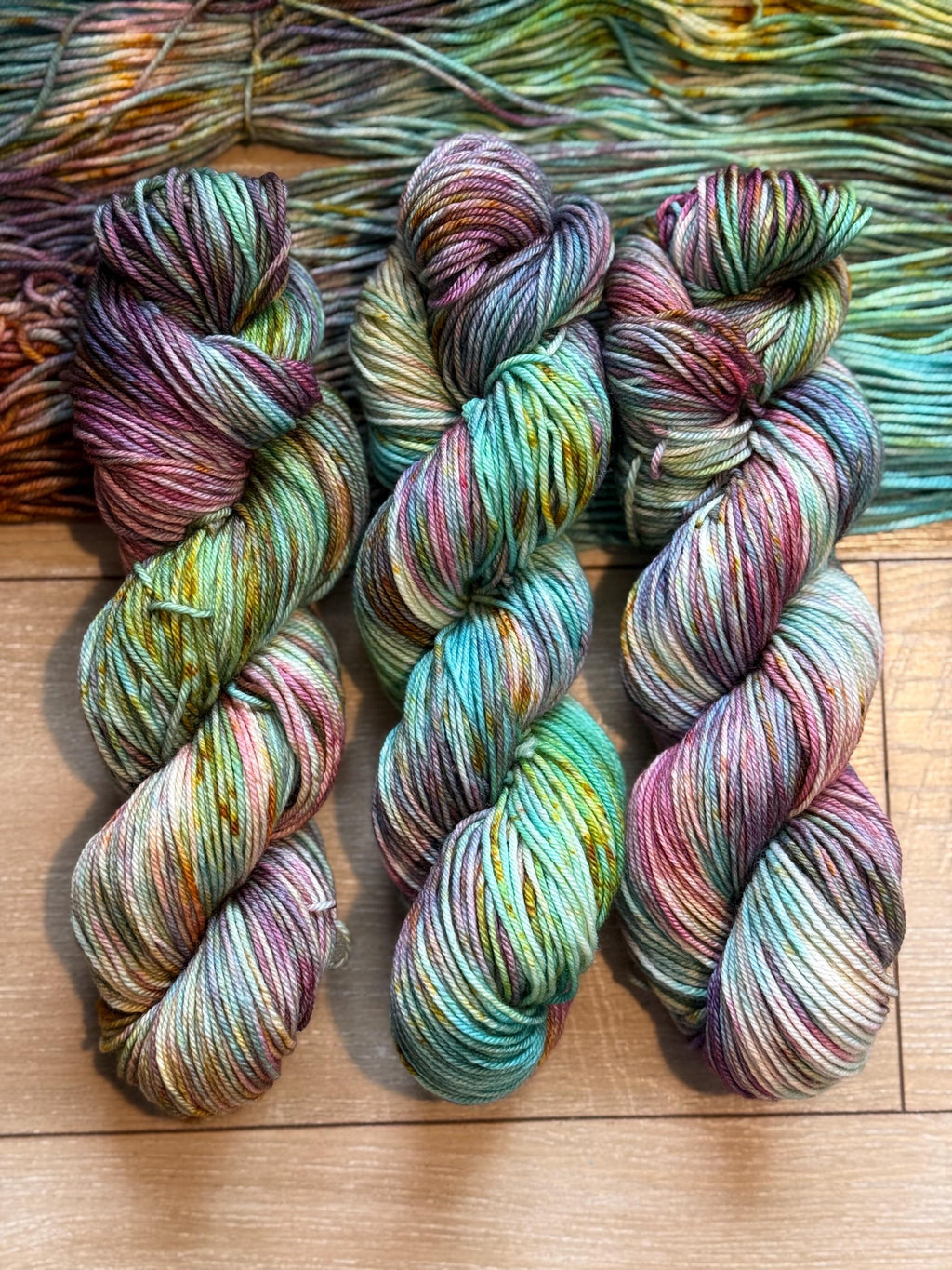 Peacock hand dyed DK merino wool nylon blend superwash yarn, hank of yarn , for knit crochet, 4 ply
