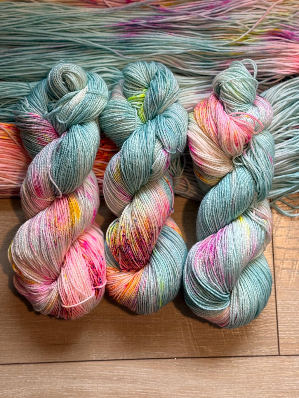 April showers hand dyed Sock/Fingering merino wool nylon blend superwash yarn, hank of yarn , for knit crochet, 4 ply