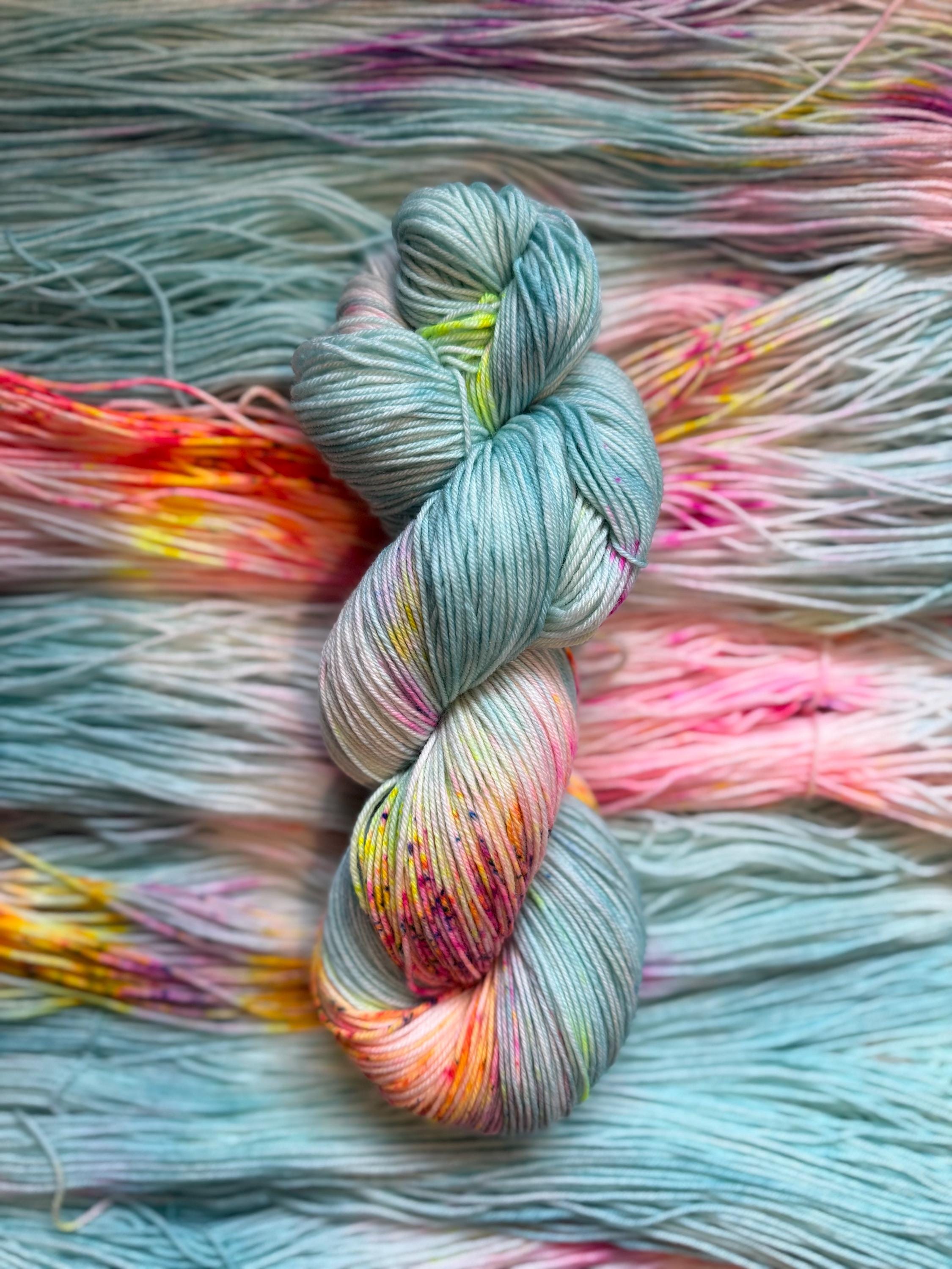 April showers hand dyed Sock/Fingering merino wool nylon blend superwash yarn, hank of yarn , for knit crochet, 4 ply