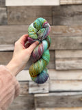 Peacock hand dyed Sock/Fingering merino wool nylon blend superwash yarn, hank of yarn , for knit crochet, 4 ply