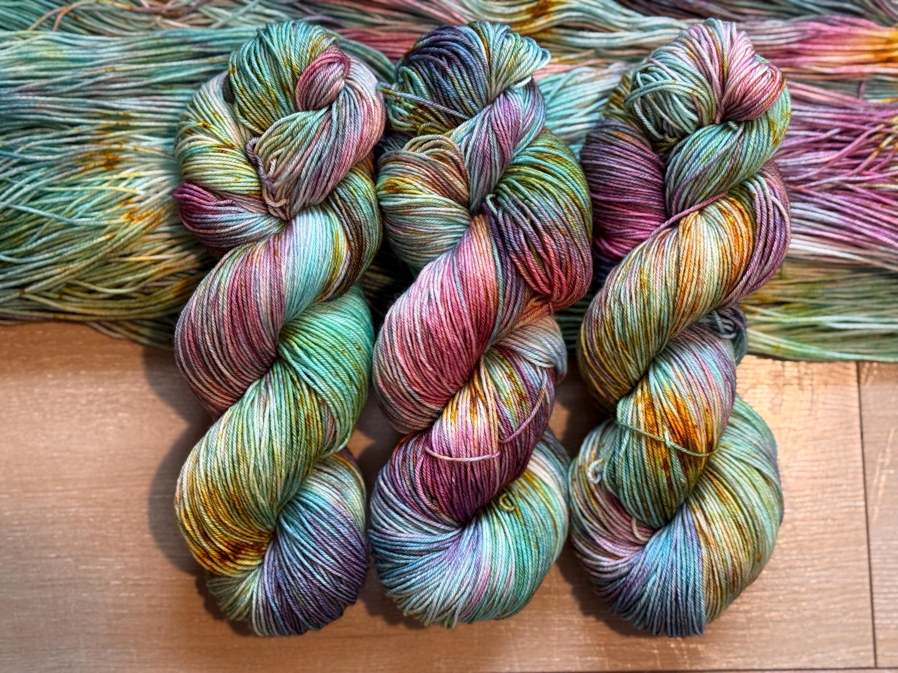Peacock hand dyed Sock/Fingering merino wool nylon blend superwash yarn, hank of yarn , for knit crochet, 4 ply