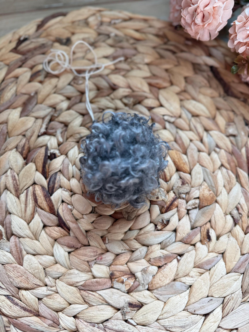 Crinkle faux fur Pom Pom, soft, holiday, small, fluffy, pre made, tie on, cotton string, for beanies, scarves 4 inch