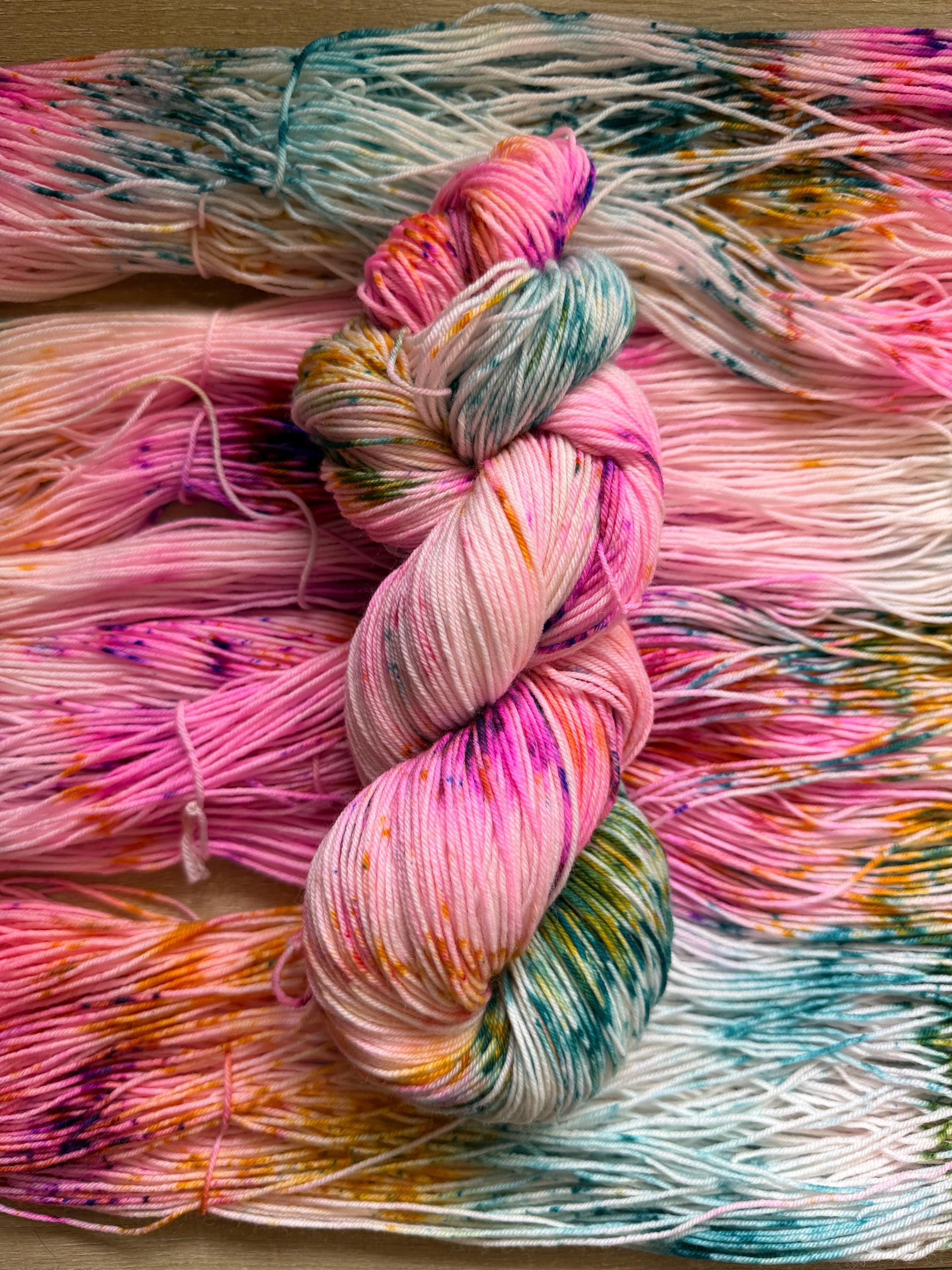 May flowers hand dyed Sock/Fingering merino wool nylon blend superwash yarn, hank of yarn , for knit crochet, 4 ply