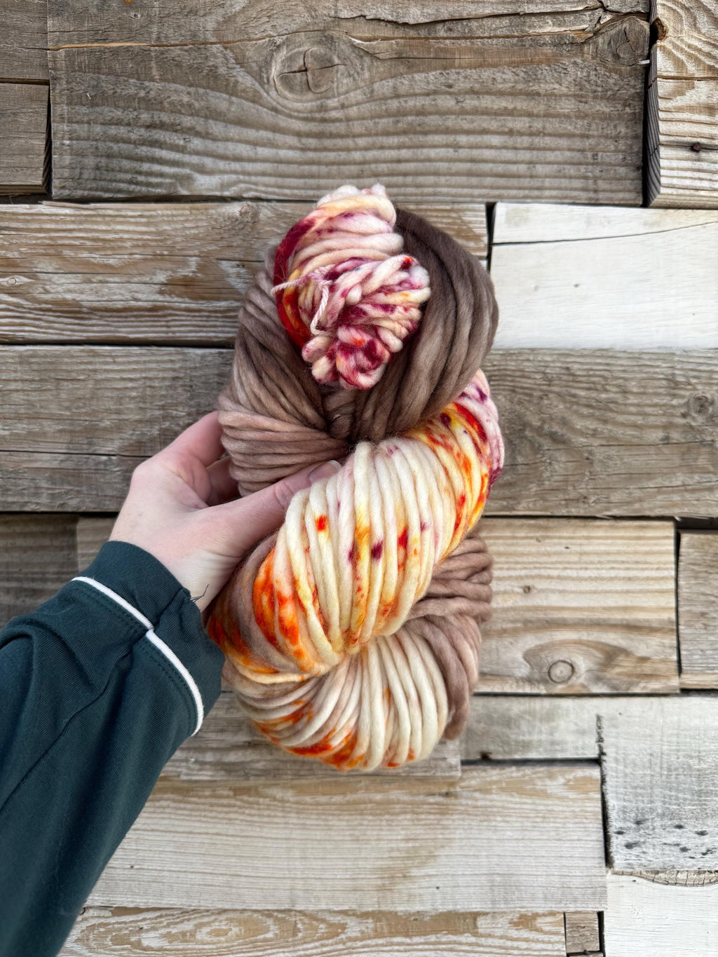 Wild mushroom hand dyed super bulky merino wool, size 6, autumn fall natural, speckled, solid, multicolor, indie dye, superwash