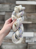 Wildflower dust hand dyed worsted boucle cotton yarn, hank of yarn , for knit, crochet, speckled