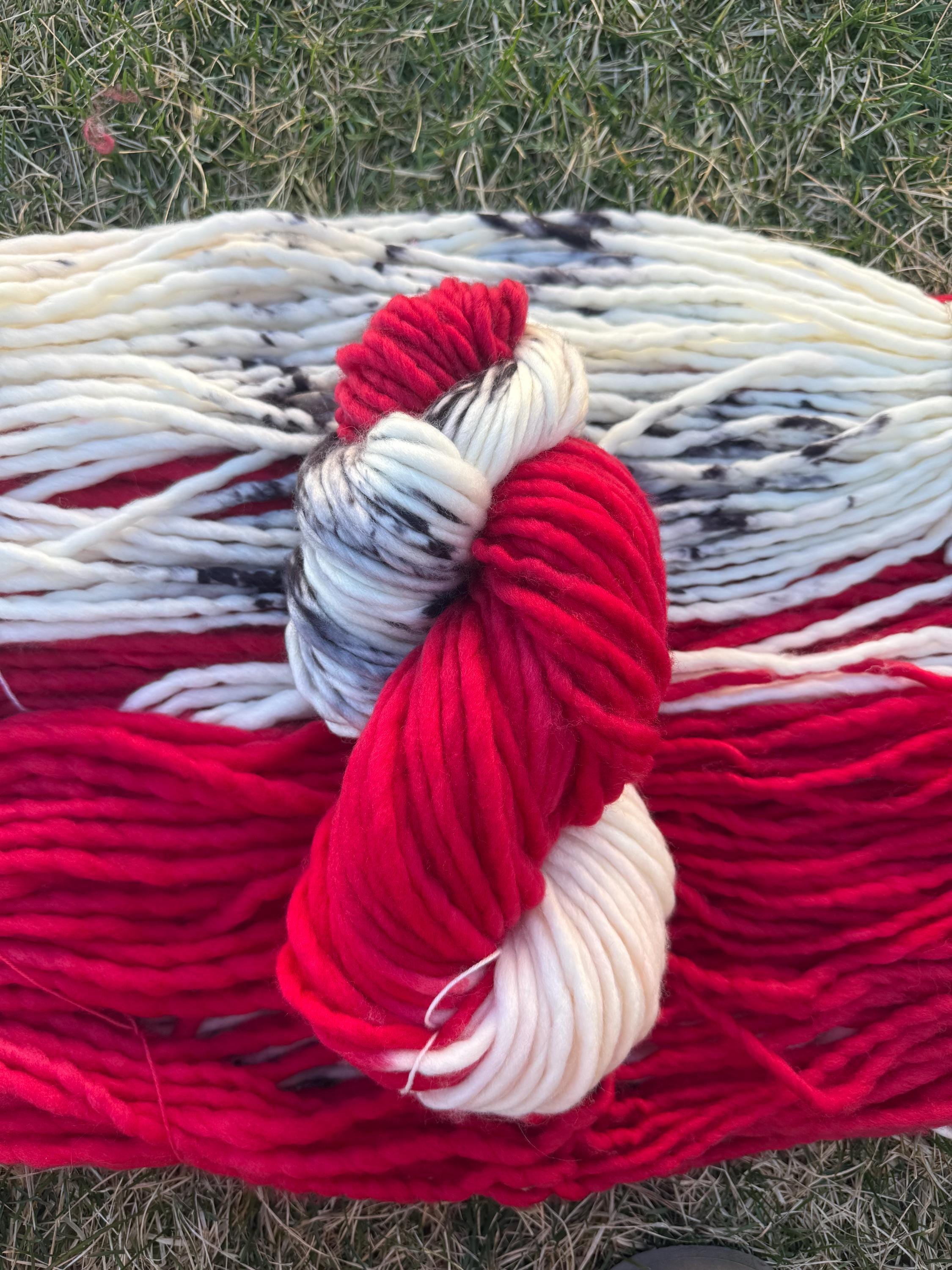 Winter berries and dyed super bulky merino wool, size 6 black red, fall natural, speckled, solid, multicolor, indie dye,