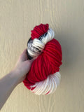 Winter berries and dyed super bulky merino wool, size 6 black red, fall natural, speckled, solid, multicolor, indie dye,