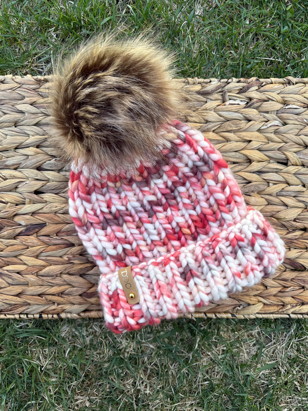 Cherry crumble multi color Knit luxury beanie, fold brim beanie, winter toque, merino wool, adult medium, for her handmade, gifts for her