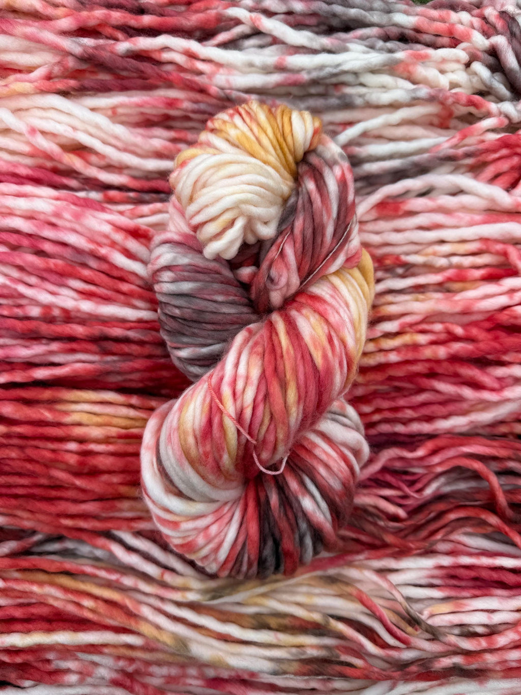 Cherry crumble hand dyed super bulky merino wool, size 6 brown, red fall natural, speckled, solid, multicolor, indie dye, superwash