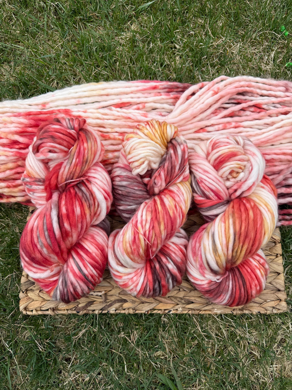 Cherry crumble hand dyed super bulky merino wool, size 6 brown, red fall natural, speckled, solid, multicolor, indie dye, superwash