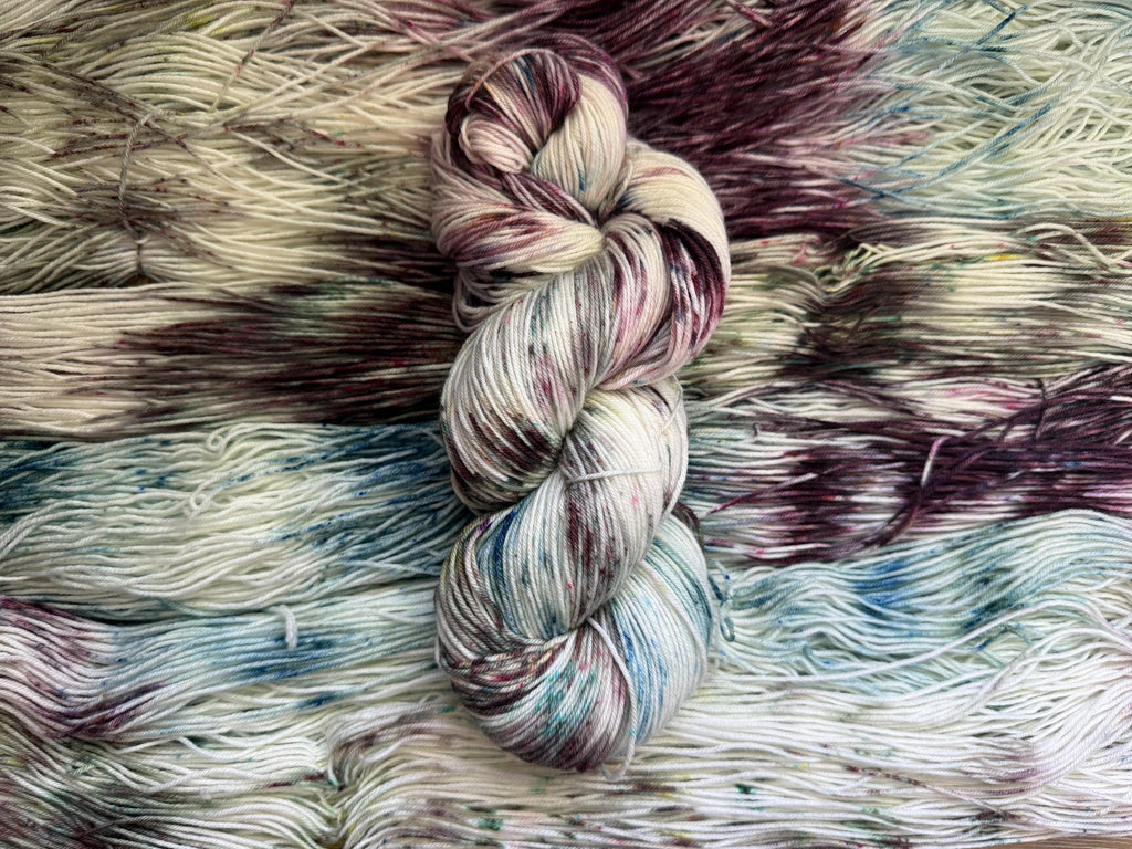 Wild thistle hand dyed Sock/Fingering merino wool nylon blend superwash yarn, hank of yarn , for knit crochet, 4 ply