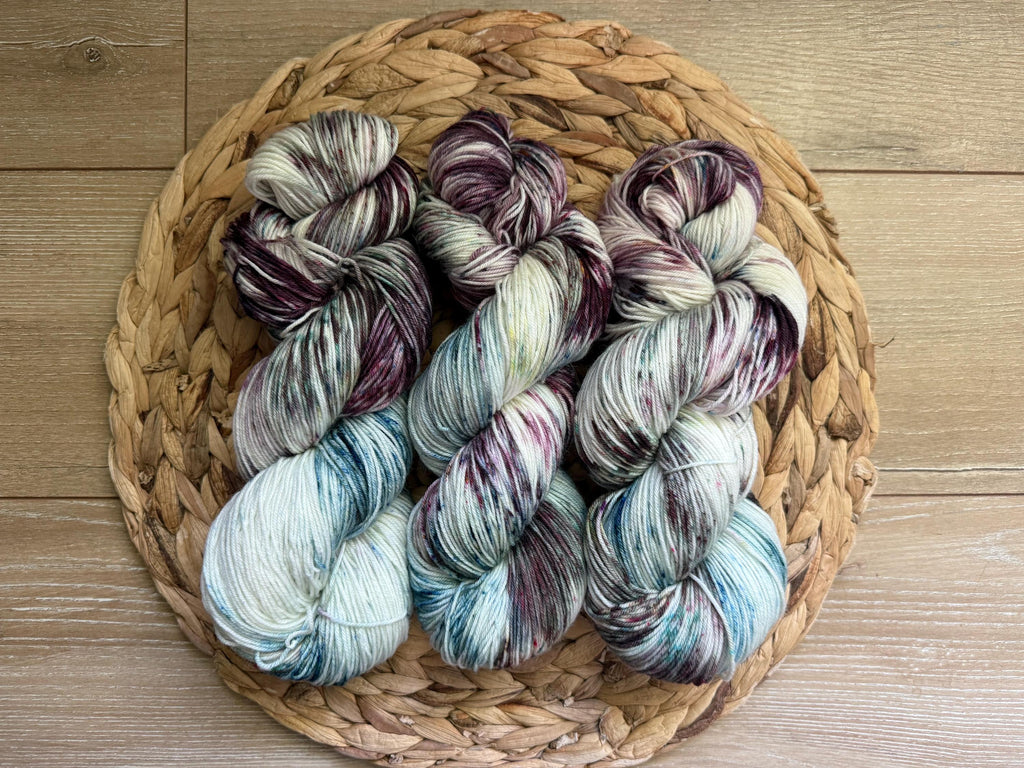 Wild thistle hand dyed Sock/Fingering merino wool nylon blend superwash yarn, hank of yarn , for knit crochet, 4 ply