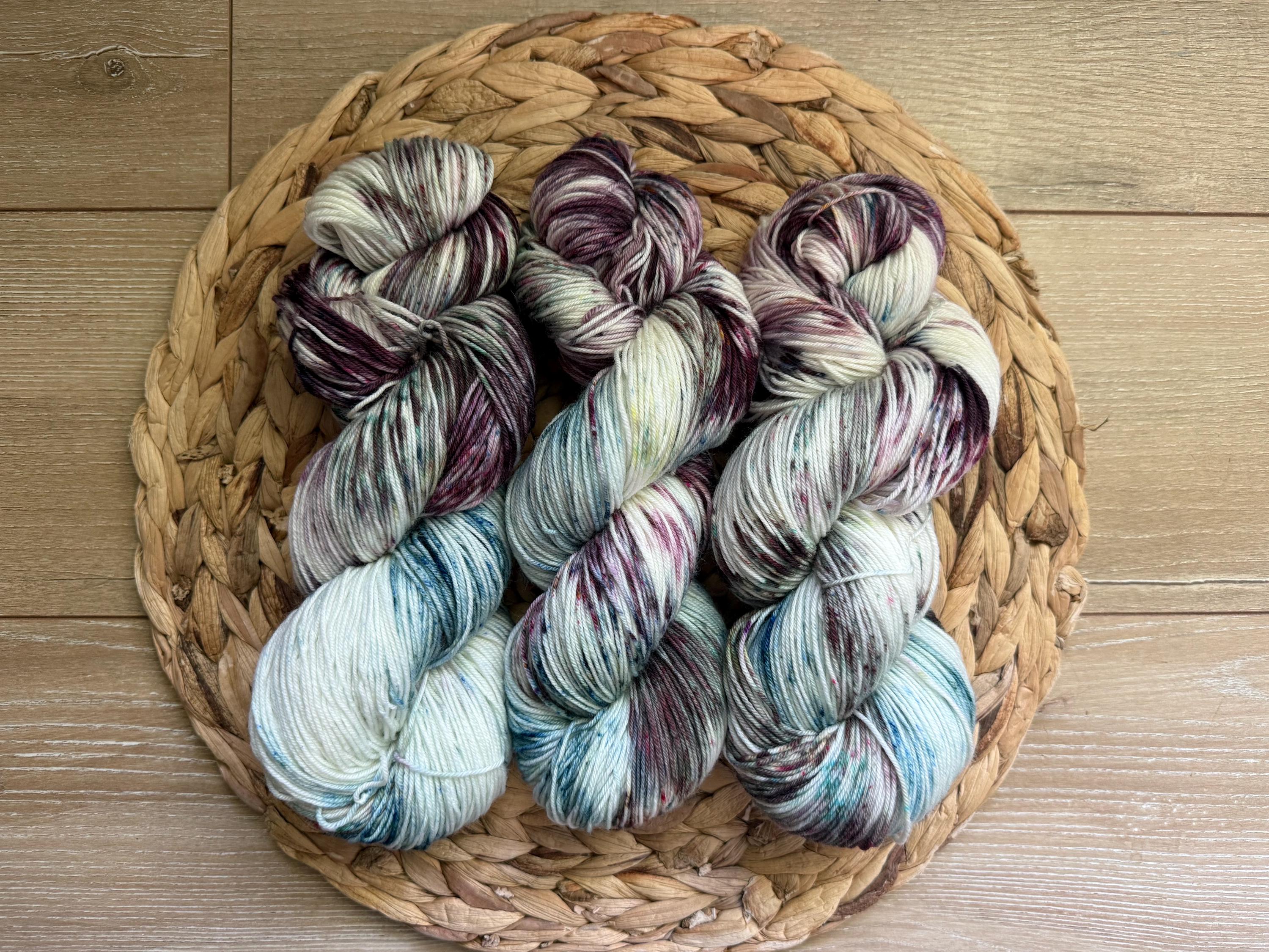 Wild thistle hand dyed Sock/Fingering merino wool nylon blend superwash yarn, hank of yarn , for knit crochet, 4 ply