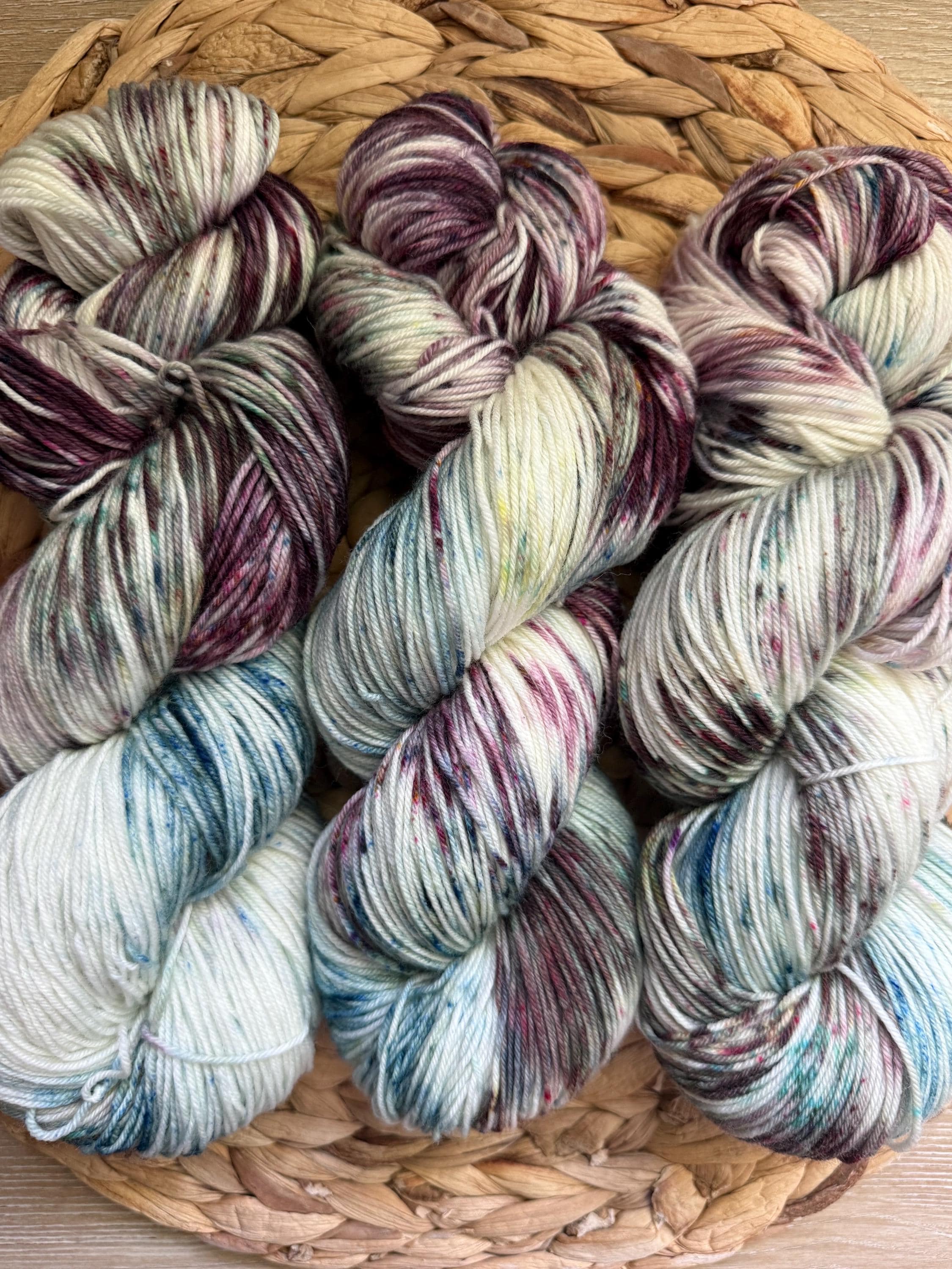 Wild thistle hand dyed Sock/Fingering merino wool nylon blend superwash yarn, hank of yarn , for knit crochet, 4 ply