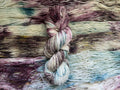 Wild thistle hand dyed yarn (worsted/aran) merino wool, superwash yarn, teal purple gold, hank of yarn , for knit crochet
