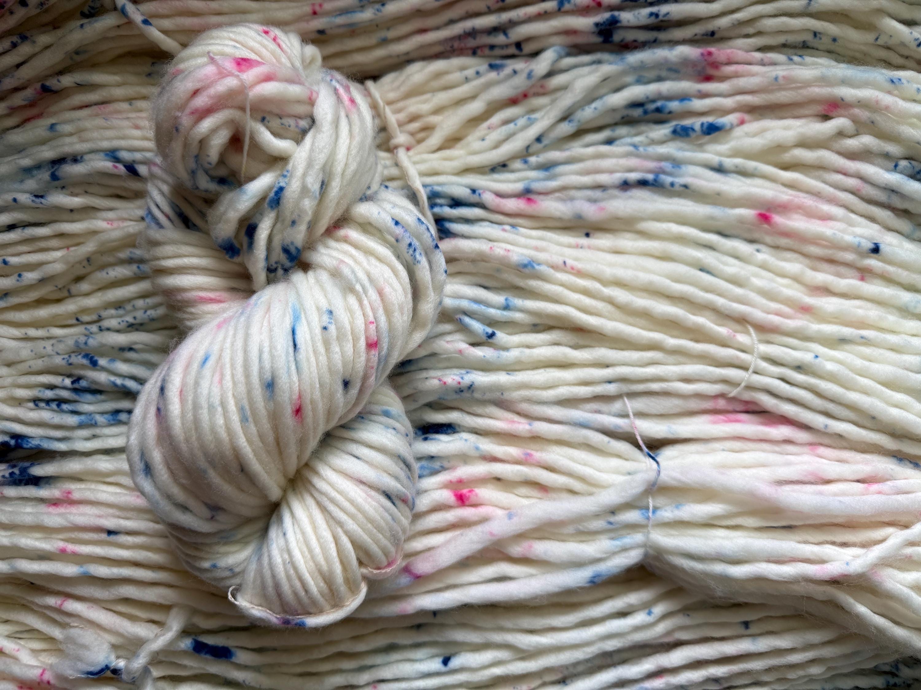 Sugar sugar hand dyed super bulky merino wool, size 6 pink and blue,natural, speckled, solid, multicolor, indie dye, superwash