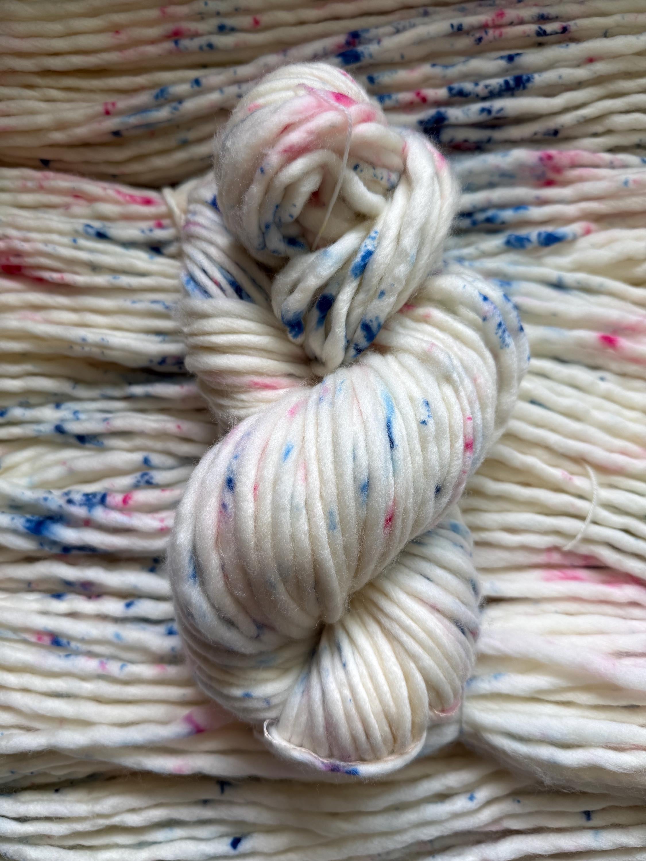 Sugar sugar hand dyed super bulky merino wool, size 6 pink and blue,natural, speckled, solid, multicolor, indie dye, superwash