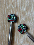 Needle stoppers for knitting needles, Christmas, youll shoot your eye out kid, stitch stopper