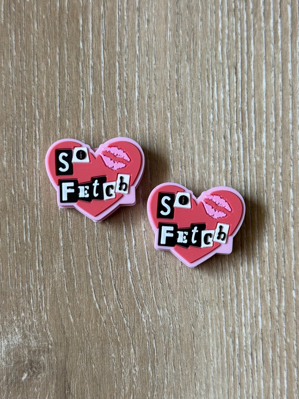 Needle stoppers for knitting needles, pink heart so fetch, mean girls