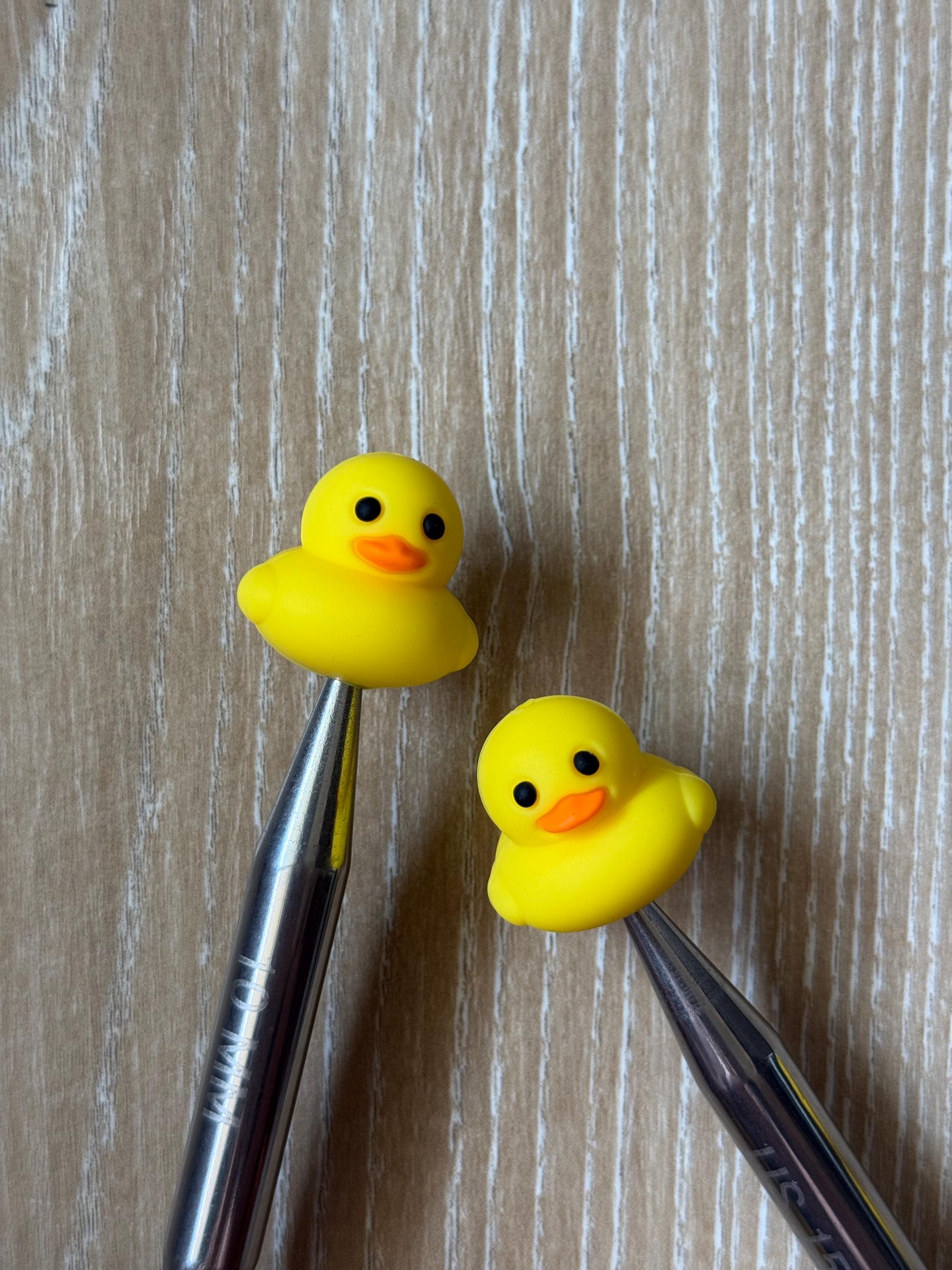 Needle stoppers, stitch stoppers for knitting needles, duck, duckie