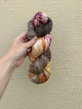 Wild mushroom hand dyed yarn (worsted/aran) merino wool, superwash yarn, brown orange , hank of yarn , for knit crochet