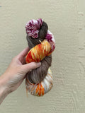 Wild mushroom hand dyed Sock/Fingering merino wool nylon blend superwash yarn, hank of yarn , for knit crochet, 4 ply