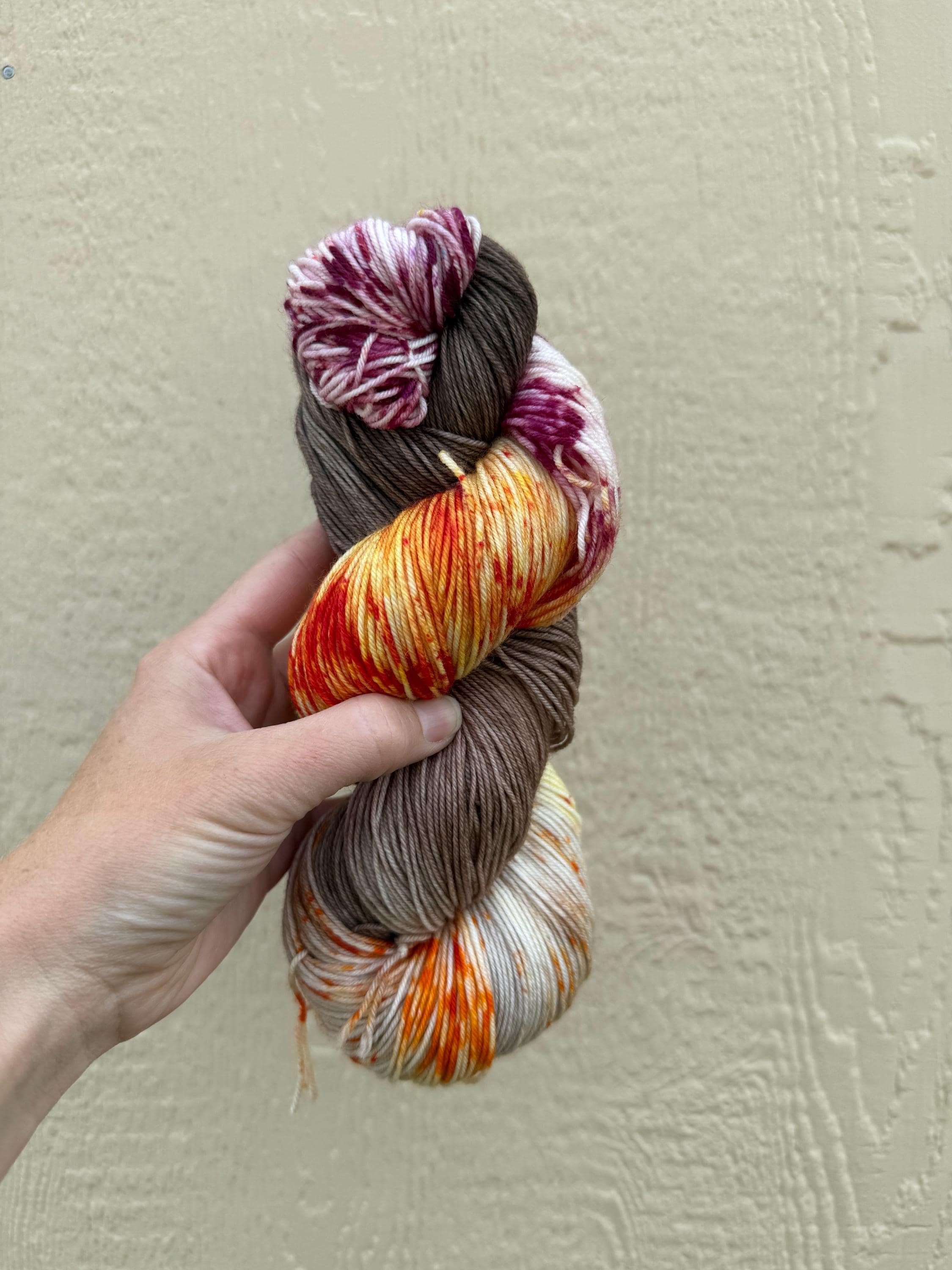 Wild mushroom hand dyed Sock/Fingering merino wool nylon blend superwash yarn, hank of yarn , for knit crochet, 4 ply