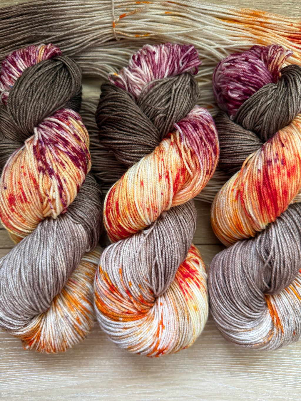 Wild mushroom hand dyed Sock/Fingering merino wool nylon blend superwash yarn, hank of yarn , for knit crochet, 4 ply