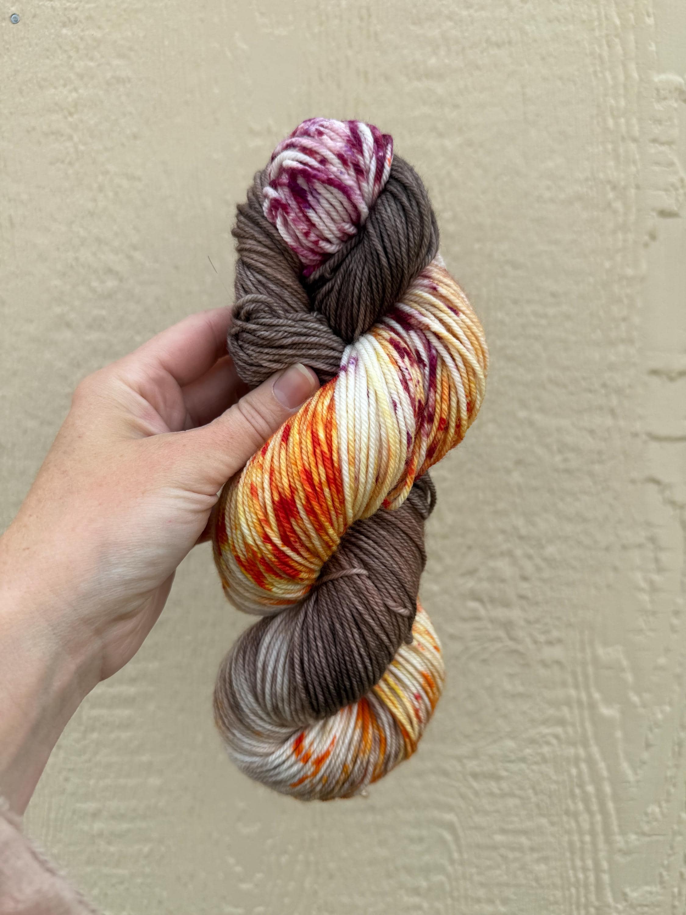 Wild mushroom hand dyed DK merino wool nylon blend superwash yarn, hank of yarn , for knit crochet, 4 ply