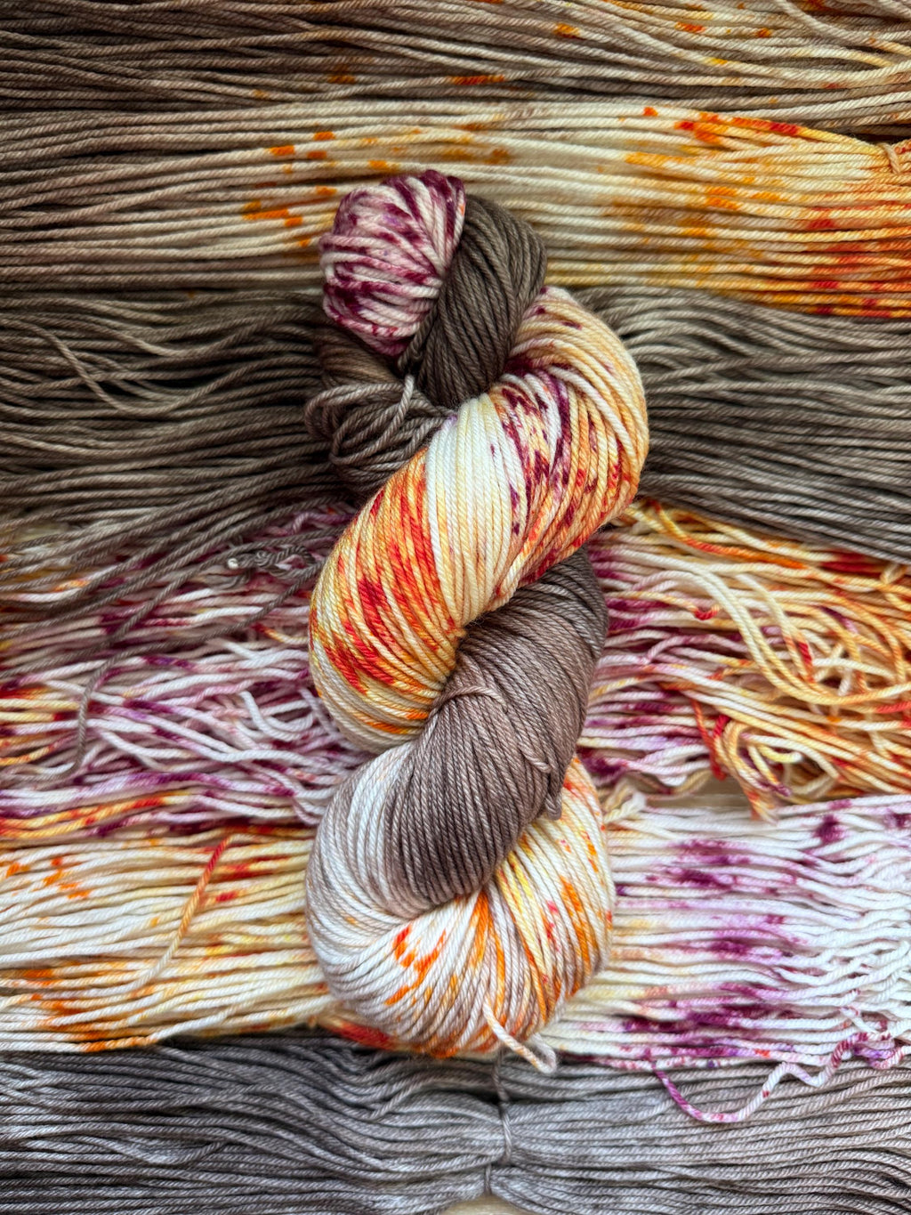 Wild mushroom hand dyed DK merino wool nylon blend superwash yarn, hank of yarn , for knit crochet, 4 ply