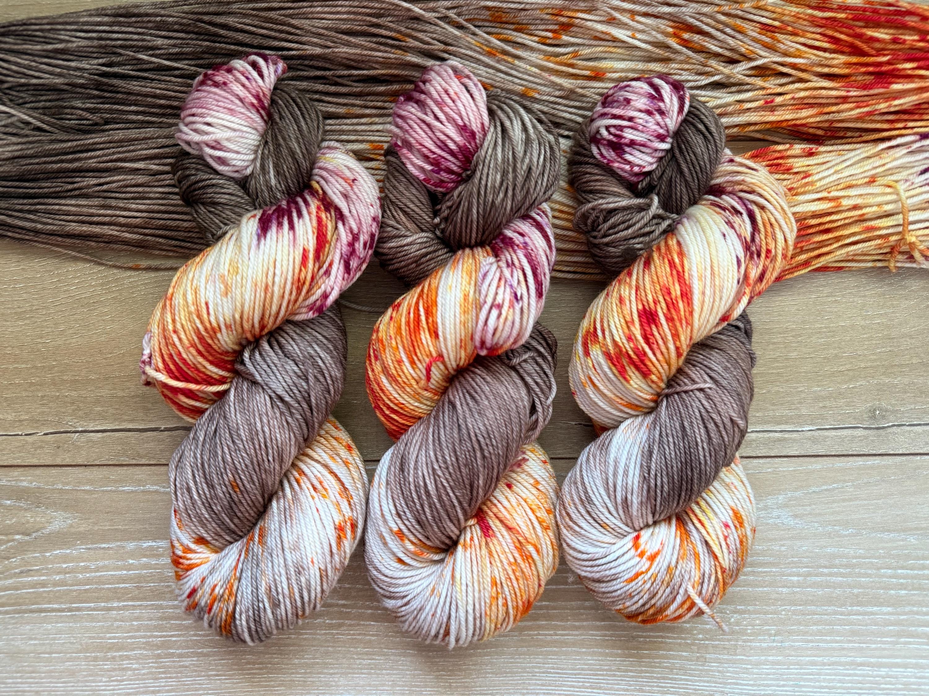 Wild mushroom hand dyed DK merino wool nylon blend superwash yarn, hank of yarn , for knit crochet, 4 ply