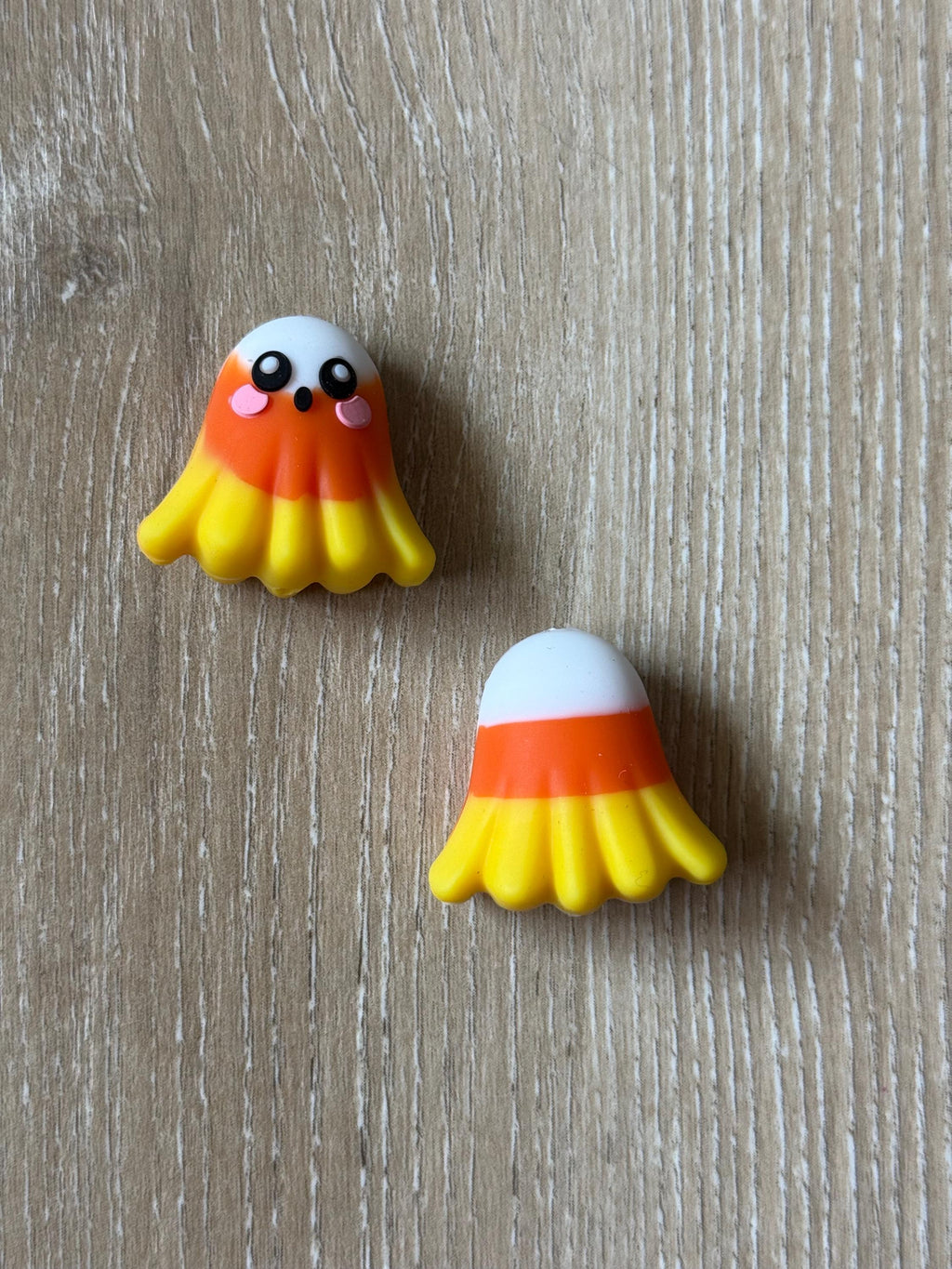 Needle stoppers for knitting needles, Halloween, candy corn ghost