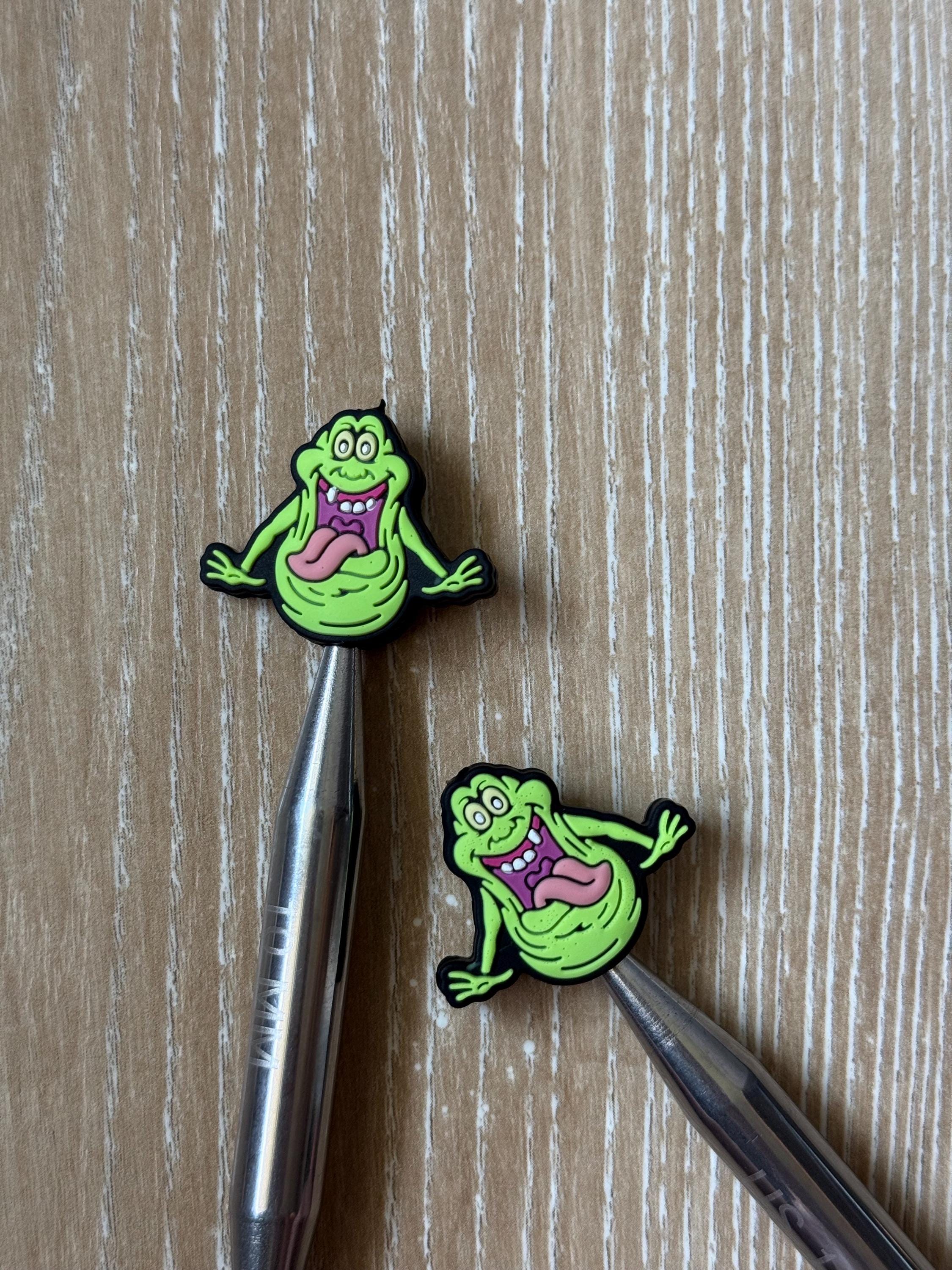 Needle stoppers for knitting needles, green ghost