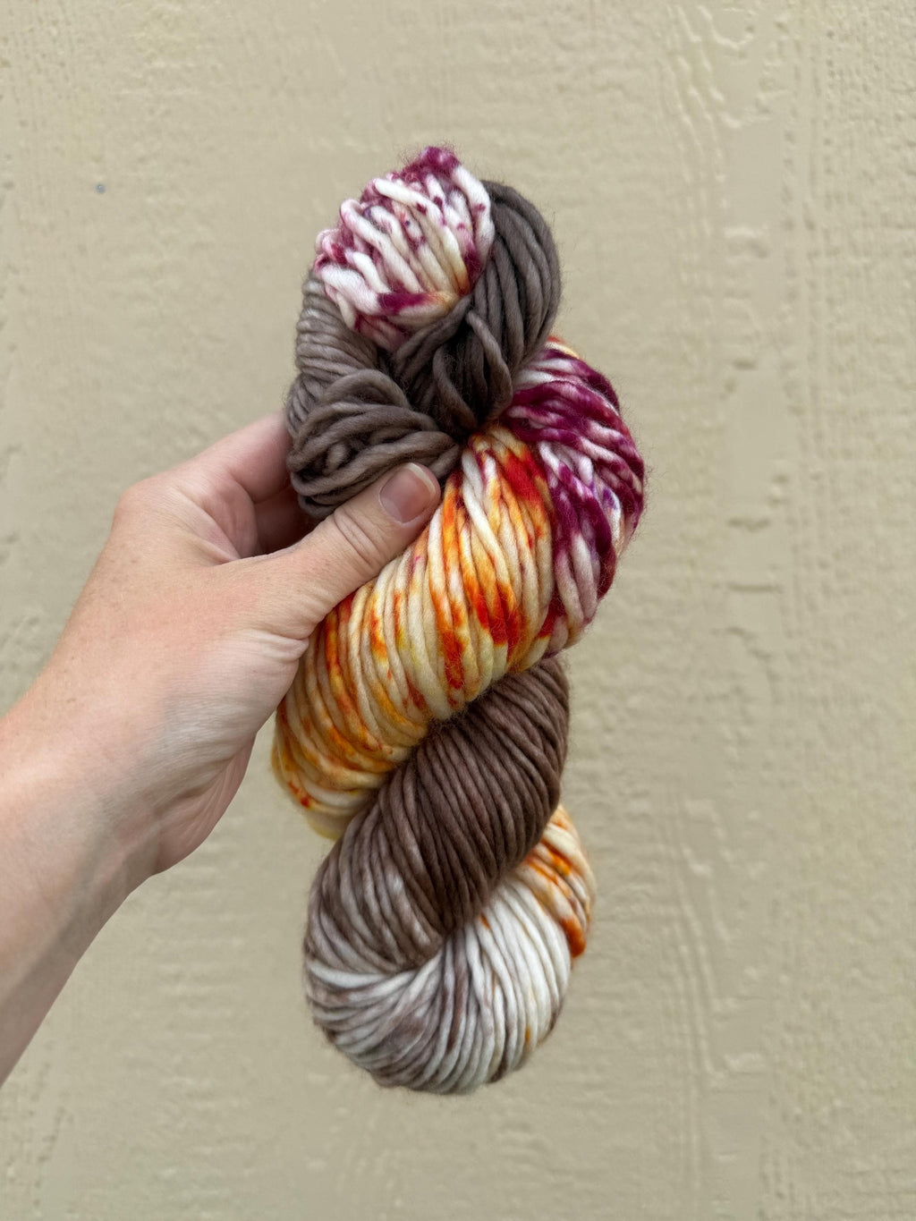 Wild mushroom light bulky hand dyed bulky merino wool yarn