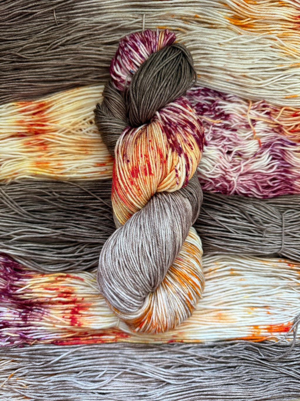 Wild mushroom hand dyed Sock/Fingering merino wool nylon blend superwash yarn, hank of yarn , for knit crochet, 4 ply