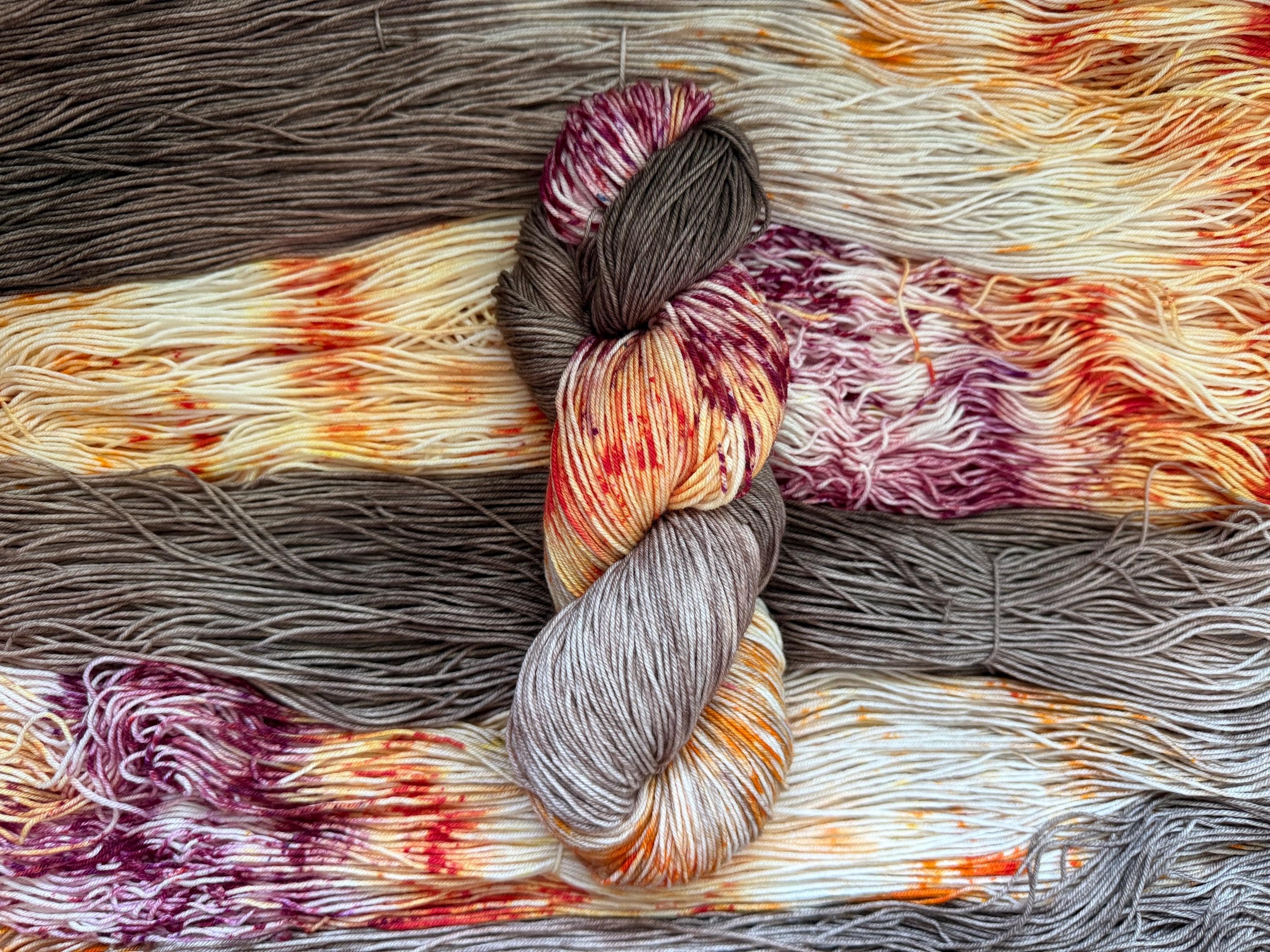 Wild mushroom hand dyed Sock/Fingering merino wool nylon blend superwash yarn, hank of yarn , for knit crochet, 4 ply