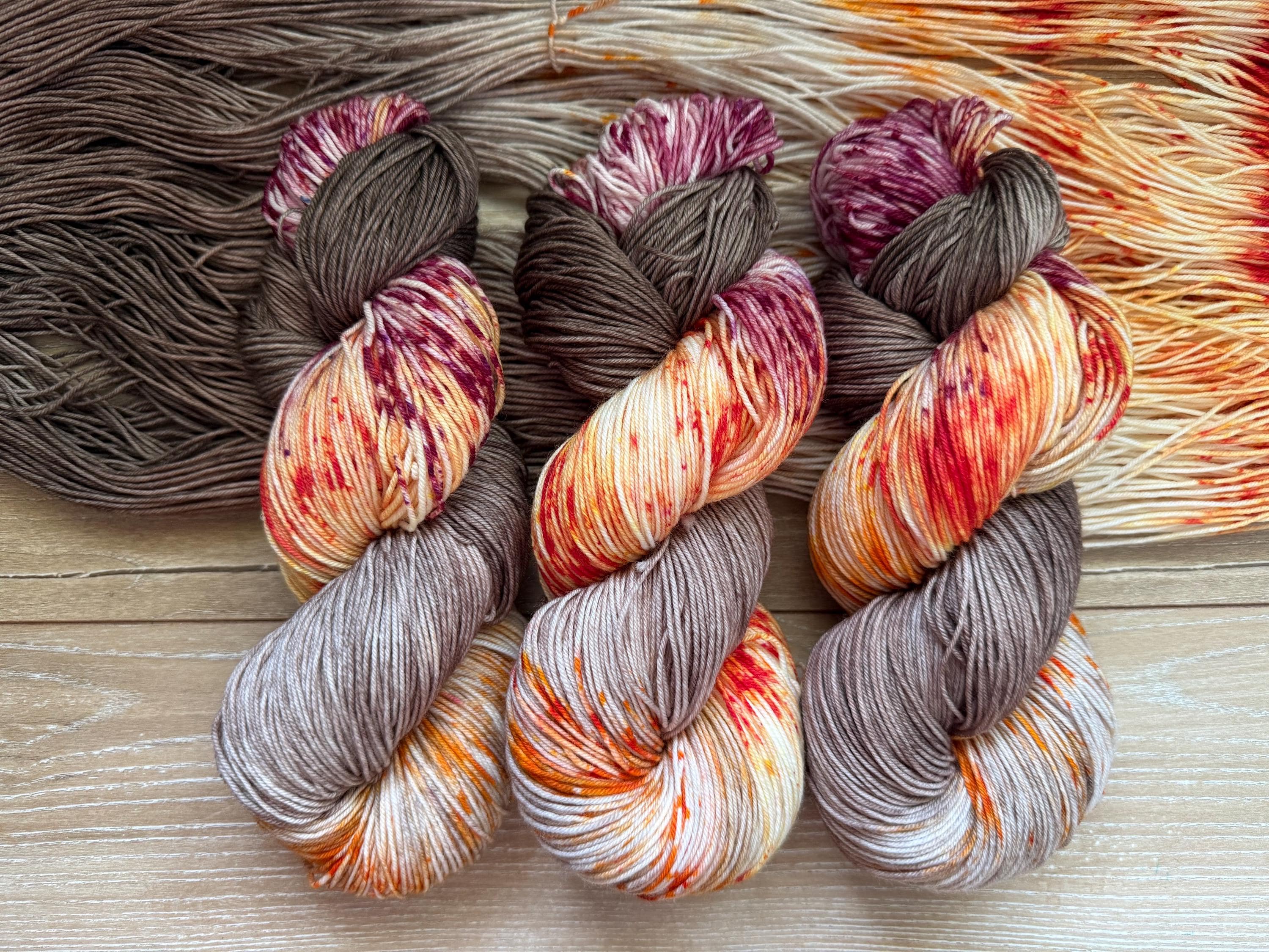 Wild mushroom hand dyed Sock/Fingering merino wool nylon blend superwash yarn, hank of yarn , for knit crochet, 4 ply