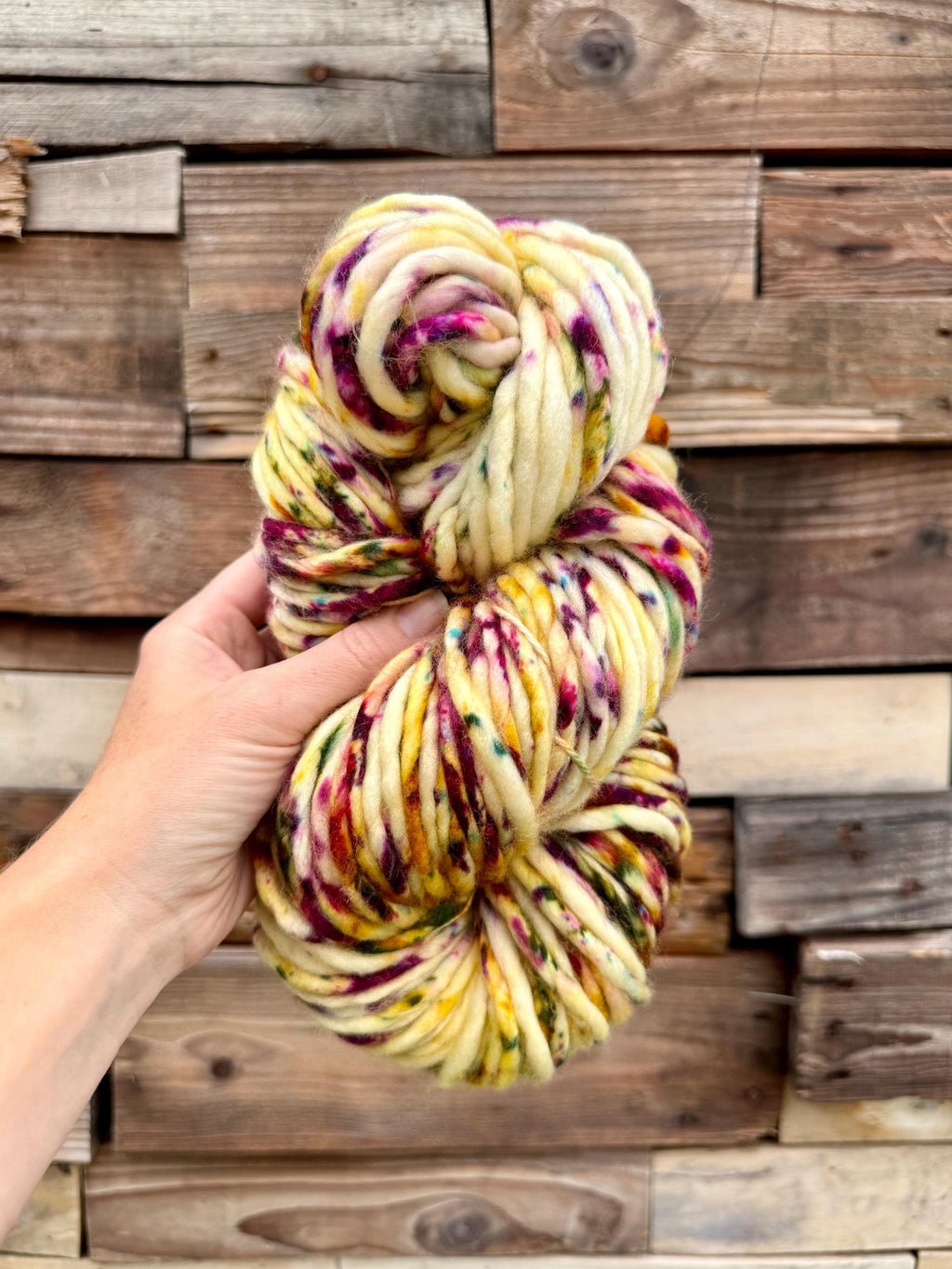 Bramble hand dyed super bulky merino wool, size 6 green gold purple, autumn fall natural, speckled, solid, multicolor, indie dye, superwash