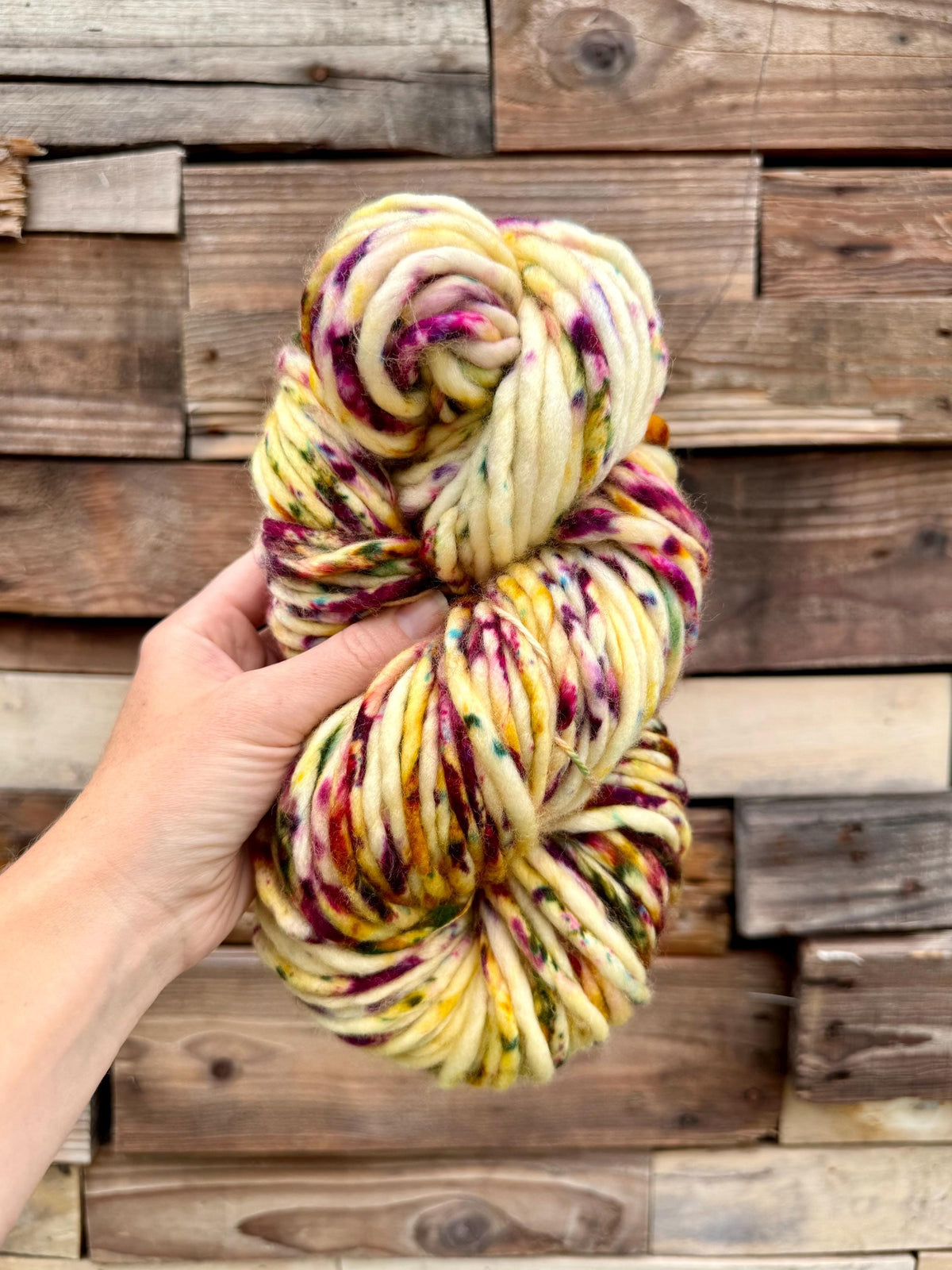 Bramble hand dyed super bulky merino wool, size 6 green gold purple, autumn fall natural, speckled, solid, multicolor, indie dye, superwash