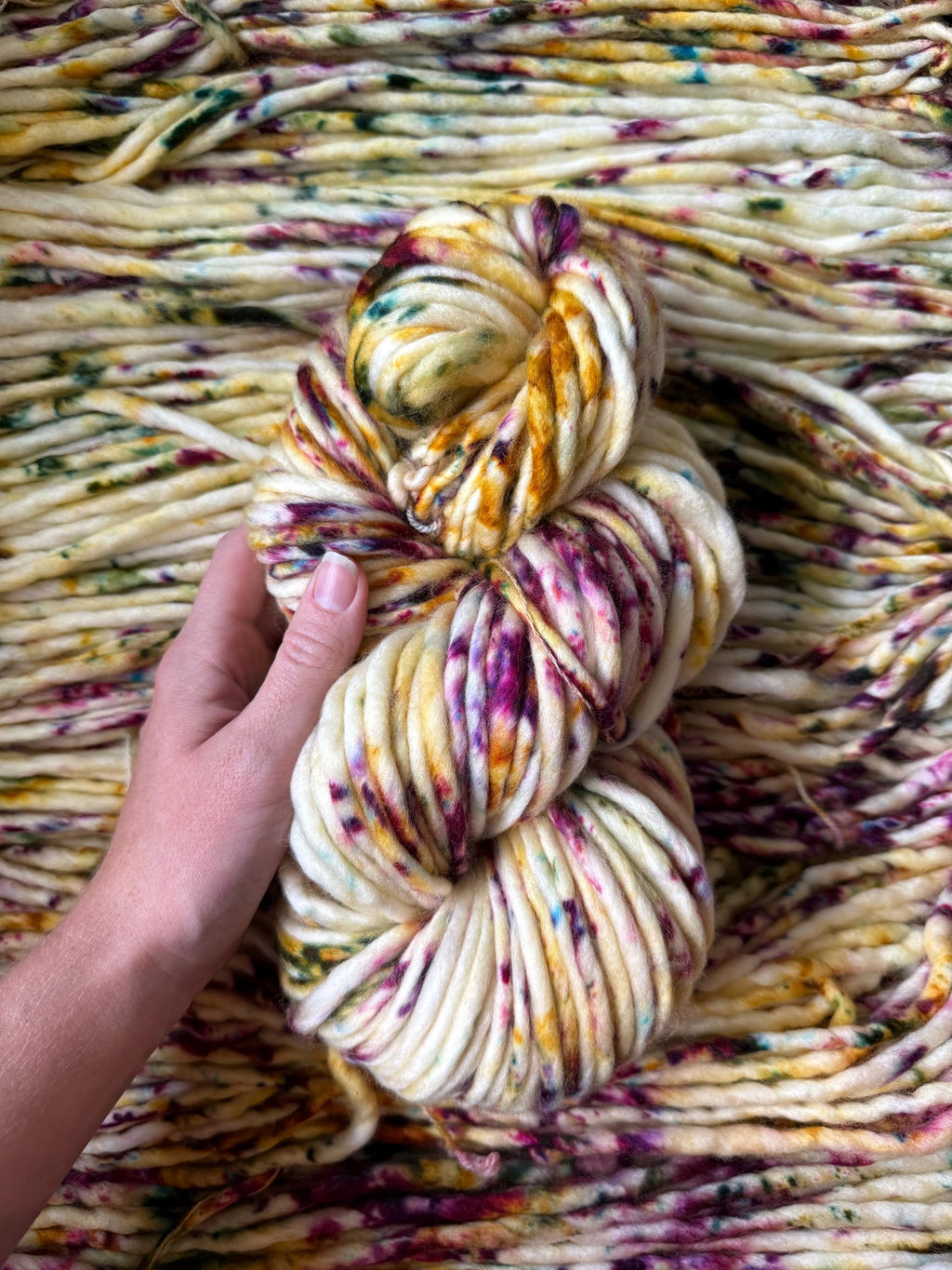 Bramble hand dyed super bulky merino wool, size 6 green gold purple, autumn fall natural, speckled, solid, multicolor, indie dye, superwash