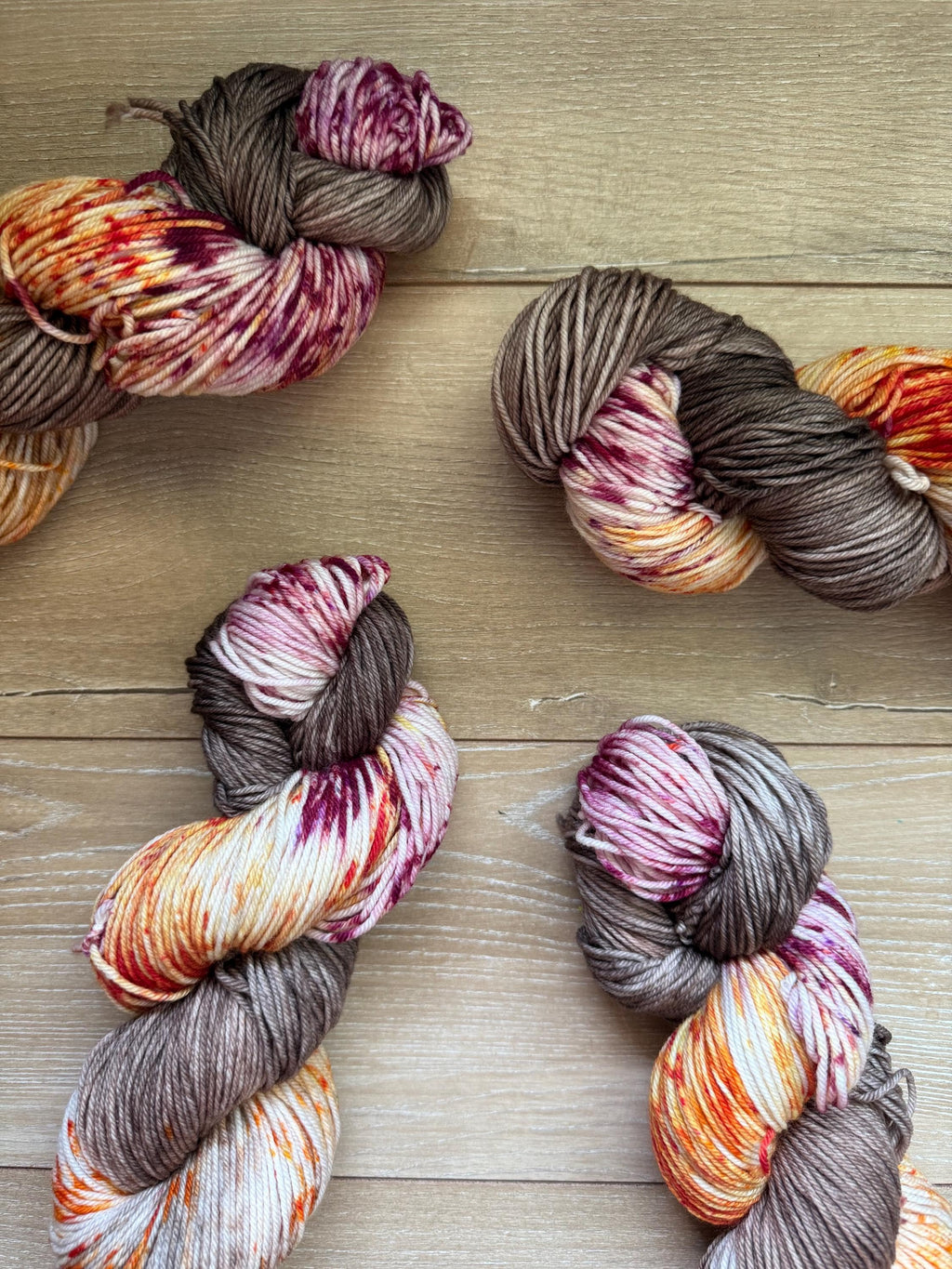 Wild mushroom hand dyed DK merino wool nylon blend superwash yarn, hank of yarn , for knit crochet, 4 ply