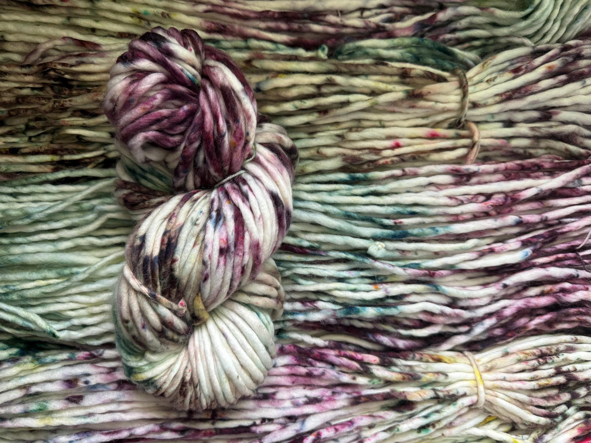 Wild thistle hand dyed super bulky merino wool, size 6 green, sage fall natural, speckled, solid, multicolor, indie dye, superwash