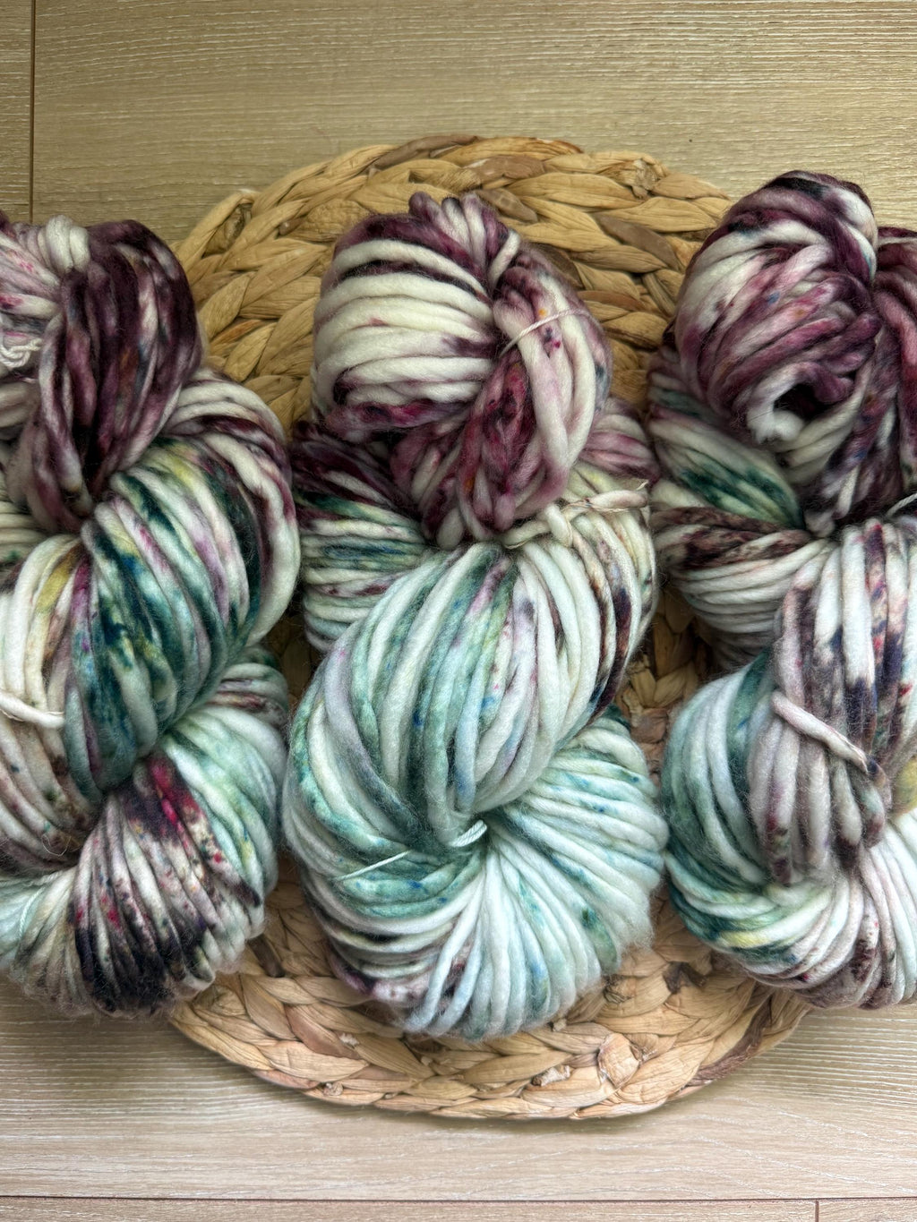 Wild thistle hand dyed super bulky merino wool, size 6 green, sage fall natural, speckled, solid, multicolor, indie dye, superwash