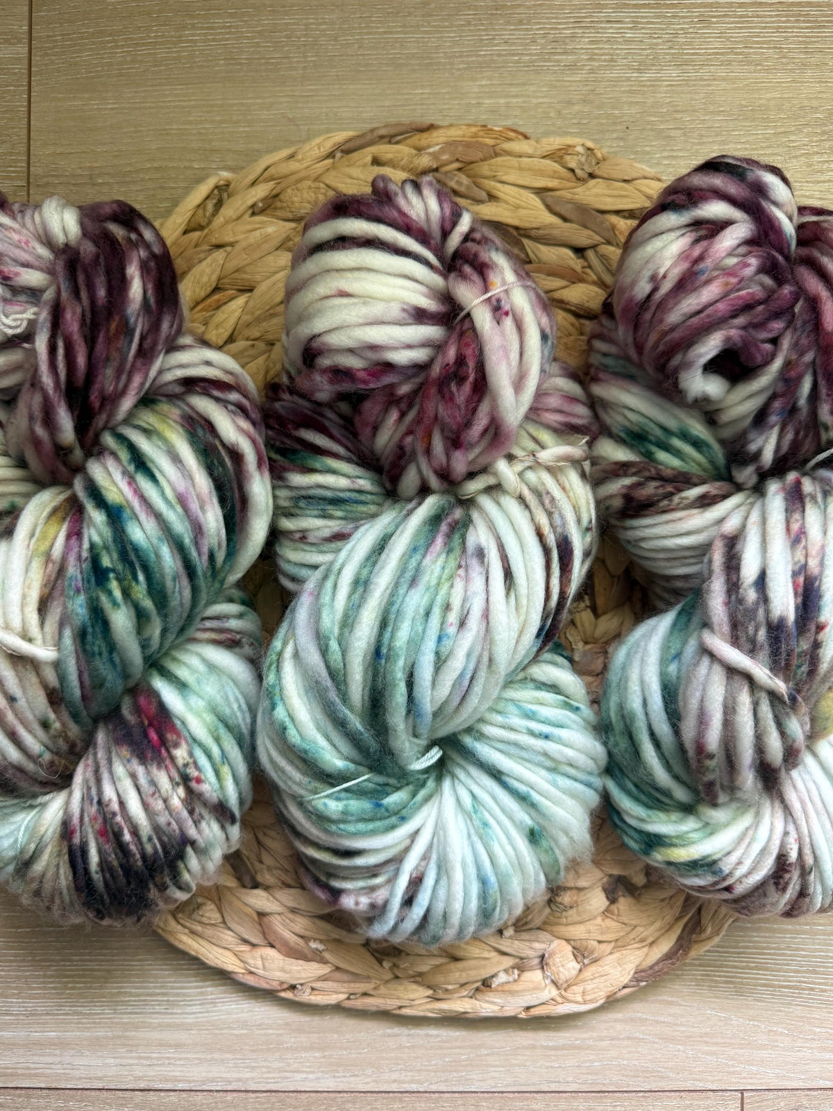 Wild thistle hand dyed super bulky merino wool, size 6 green, sage fall natural, speckled, solid, multicolor, indie dye, superwash