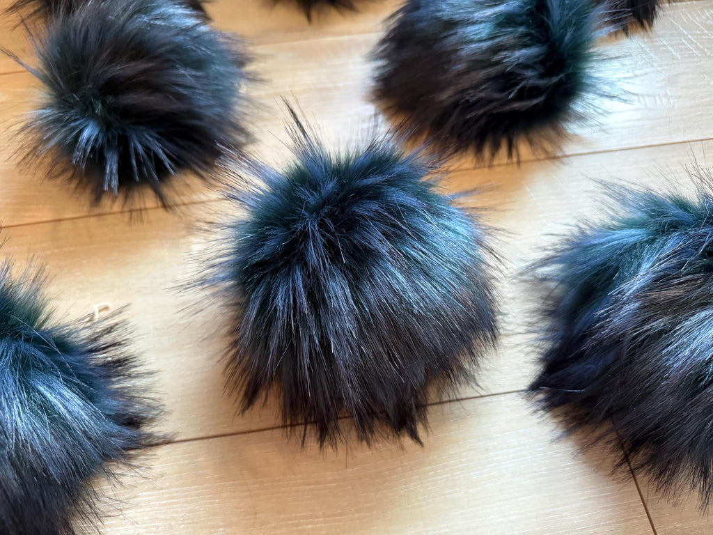 Inkwood luxe Pom, faux fur for knit and crochet beanies, toque topper, winter hat, small medium large mini, for adult baby child