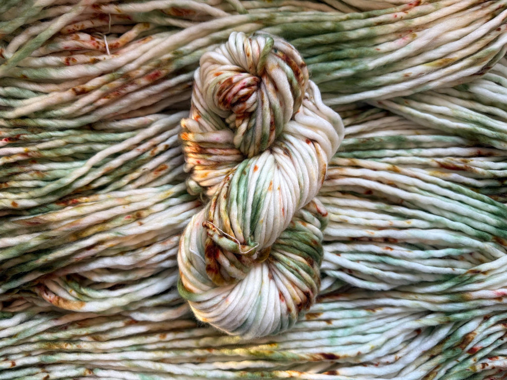 Sun petals Hand dyed super bulky merino wool, 98 yards, 150 grams, size 6 weight, brown tan natural, speckled, solid, multicolor, indie dye