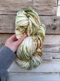 Sun petals Hand dyed super bulky merino wool, 98 yards, 150 grams, size 6 weight, brown tan natural, speckled, solid, multicolor, indie dye