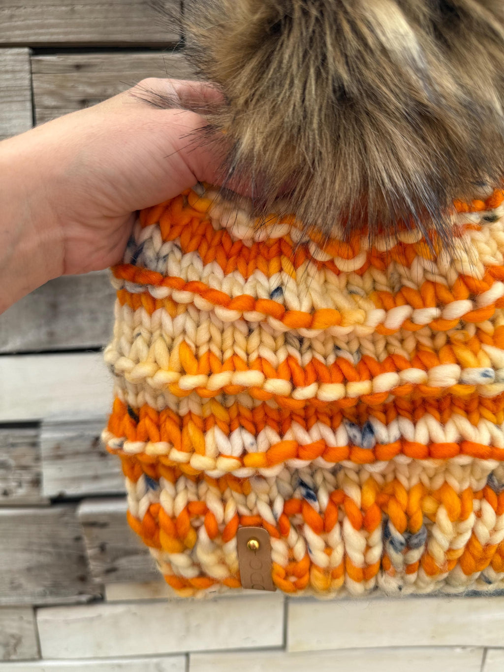 Orange multi color Knit luxury beanie, adult beanie, hat, winter toque, merino wool, adult medium, for her, handmade, gifts for her